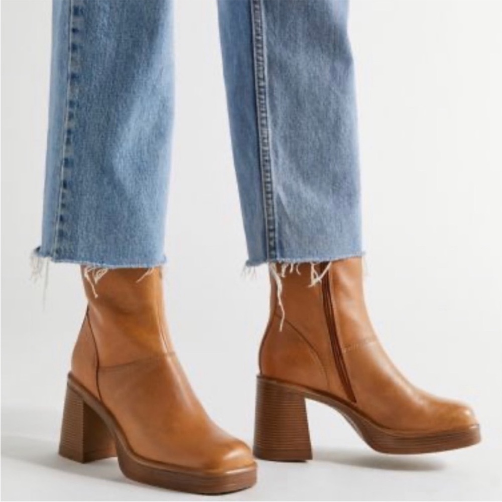 Steve Madden Womens Fantsie Leather Square Toe Mid-Calf Boots
